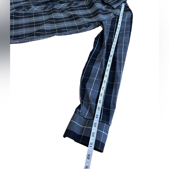 Zara Man plaid button down shirt Navy Grey slim fit size XL - Picture 14 of 16